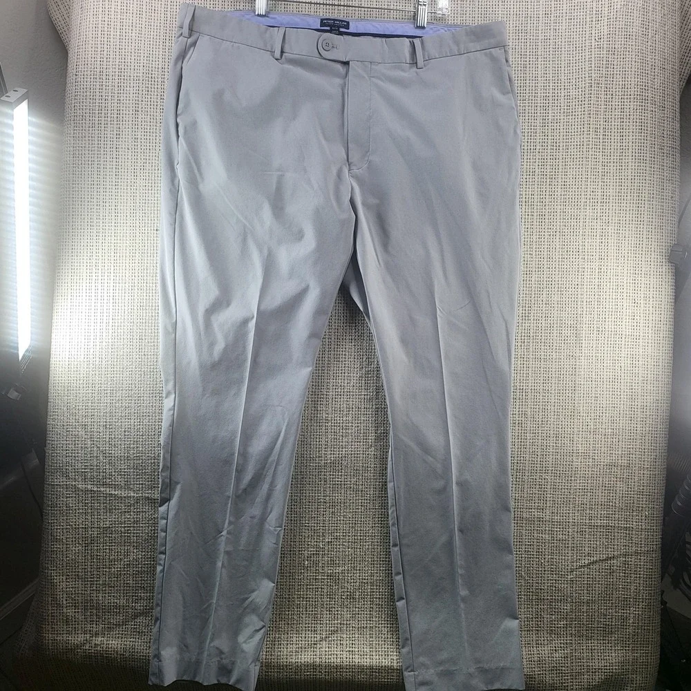 Peter Millar Pants Mens 43x32 Gray Crown‎ Crafted Chino Golf Casual Flat Front